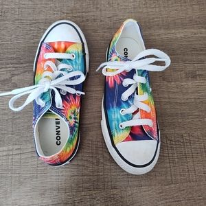 Rainbow tie dye Converse girls sneakers, sz 13